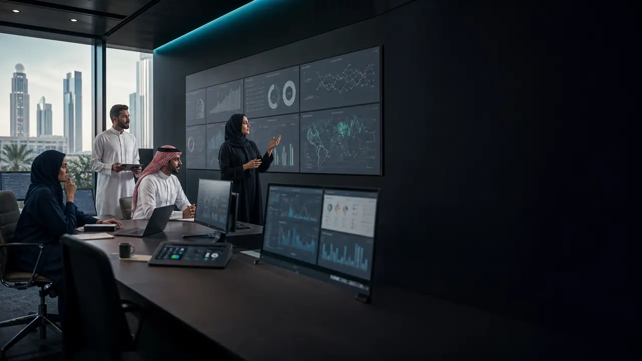 فريق أعمال يراجع مؤشرات التشغيل